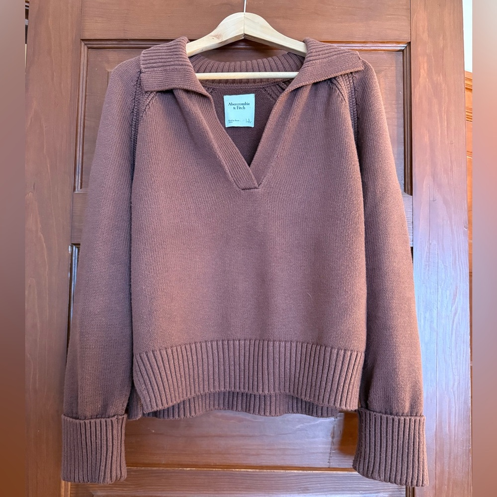 Abercrombie & Fitch Size L Women's Chocolate V-Neck Sweater